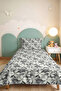 Floral Gray Modern Single Pique Set - Botanical White Anthracite 160X220 cm Quilted Bedspread - 5