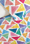 Colorful Geometric Pastel Teen Room Single Pique Set - Triangle 160X220 cm Quilted Bedspread - 3