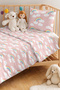 Rainbow Cloud Pink Girls' Pique Set - Pastel White Baby Room Bedspread - 160X220 cm - 2