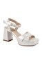Sandals with Antique Pearlescent Look, Platform, Cross Straps, Thick Heels, Evening Dress Shoes L085.K99/1