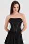 Women's Corset with Lace Detail on the Front and Covered Chest Design - 3