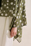 Patterned Cape Blouse Green Polka Dot - 8