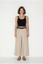 Women's Beige High Waist Belted Pleated Detailed Wide Leg Skirt Trousers 3320 60286408 - 4