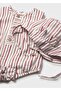 Newborn Baby Boy Striped Overalls and Hat Brown - 3