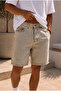 Men's Light Washed Beige Denim Jean Shorts Ke-1205 - 4