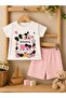 Strawberry Kitten Patterned Baby Girl Top and Bottom Summer Set - 6