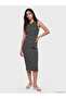 Nevavm Oval Neck Striped Bodycon Dress with a Difference