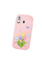 Samsung Galaxy A30 Compatible Case Camera Protective Pink Silicone Couple Phone Case with Floral Pattern - 3