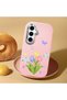 Samsung Galaxy S25 Compatible Case Camera Protector Pink Silicone Couple Phone Case with Floral Pattern - 2
