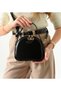 Women's Black Mini Hand and Shoulder Bag with Double Compartments, Stylish Daily Crossbody Bag - 2