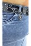 Plus Size Denim Belted Slit Pencil Skirt - 4