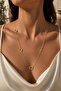 Five Flower Stone Detailed Long Necklace