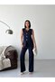 Women's Gold Button Detailed Vest and Trousers Two-Piece Set - Navy Blue - 3