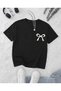 Women's Minimal Bow Print Crew Neck Oversized T-Shirt