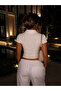Aura Glitter Polo Neck Blouse - White - 2
