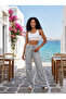 Gabriela Light Snow Gray Lycra-Free Super High Waist Loose Stretch Jeans Palazzo Trousers - 2