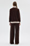 Women's Long Sleeve Zippered Modal Fabric Tracksuit Set with Piping on the Sides and Front - 5