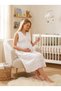 New Season Ecru Fisto Linen Special Design 100% Cotton Breastfeeding Feature Summer Wide-Strapped Maternity Nightgown - 3