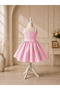 Special Design Perla Model Pink Color with Pearl and Flower Detail Strap Sleeveless Satin Girl's Evening Dress - 2