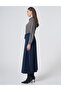 Pleated Suede Skirt Dark Navy Blue - 3