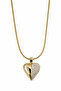 Yellow Color Heart Figured Stone and Simple Half Design Steel Necklace