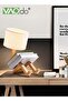 3-Color LED Table Lamp Fabric Lampshade Online Switch Bedside Lamp Solid Wood Base Night Light Home - 3