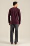 Men's Purple Buttoned Collar Long Sleeve Pajama Set Ar3836-S-V1 - 4