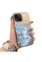 iPhone 15 Compatible Silicone Edge Hard Back Case Couple Phone Case with Floral Pattern