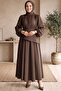 Drawstring Asymmetrical Layered Detailed Hijab Dress - Balloon Sleeve Cape Dress