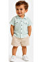 Boy's Green Color Shirt with Pocket Model and Button Closure - 3