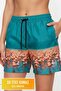 Women's Water Repellent Micro Fabric Pockets Zippered Mesh Lined Quick Dry Patterned Swim Shorts