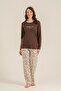 Women's Make Today Amazing Brown Long Sleeve Pajama Set Pc9274-S-V1 - 6