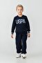 Boy's Printed Navy Blue Long Sleeve Tracksuit Set Us2608-C-V1 - 5