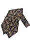 Orange Navy Blue Shawl Pattern Italian Silk Ascot Tie Sac144 - 3