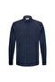 Navy Blue Comfort Fit Buttoned Collar 100% Cotton Long Sleeve Linen Shirt - 2