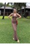 Brown Zigzag Model Long Beach Dress - 2Y7247 - 2