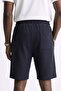 Men's Waffle Pattern Shorts with Tie Waist - Navy Blue - 3