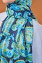 Riva Shawl Tencel Paisley Navy Blue - 5