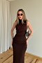 Brown Draped Slit Dress - 4114 - 6