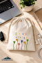 Save Energy Printed Cloth Pouch 15X20 cm Set of 2 - Drawstring Cotton Multi-Purpose Storage Pouch, Cable Organizer, Gift Pouch