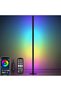 zentora Modern Corner Floor Lamp with Base, RGB LED Dimmable Lighting, Music Sync & Remote Control, Multi-Color Mood Light for Living Room, Game Room & Bedroom