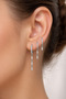 3-Piece Earring Set White Zircon Stone Dangle Minimal Hoop Earring Set Silver Color