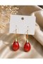 Red Drop Earrings Gold Color Plated Elegant Design Shiny Appearance Stylish Women's Earrings - 6