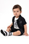 Baby Boy Black White Blue Denim Jacket and Shorts 3-Piece Set