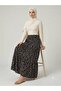 Women's Black Floral Patterned Skirt with Ruffles - Long Skirt - Hijab Skirt - 3