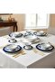 Shallow By ROSY 32 Pc New Bone China Dinner Set for 6 - White with Blue Floral Pattern - 2