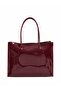 Miroshnikov Women’s Large Shopper Bag for Office & Work, Glossy PU Shoulder Tote, Memory Crinkle Effect, Spacious Lightweight Handbag, No Fastener, 40×31×12 cm - Burgundy