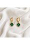 Steel Green Enamel Four-Leaf Clover Dangle Gold Women's Earrings - 4