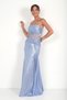Women's Strapless Lined Draped Waist Tulle Transparent Lycra Lame Glitter Fabric Long Dress - 3