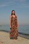 Brown Shoulder-Knot Detail Long Dress Per3429 - 3